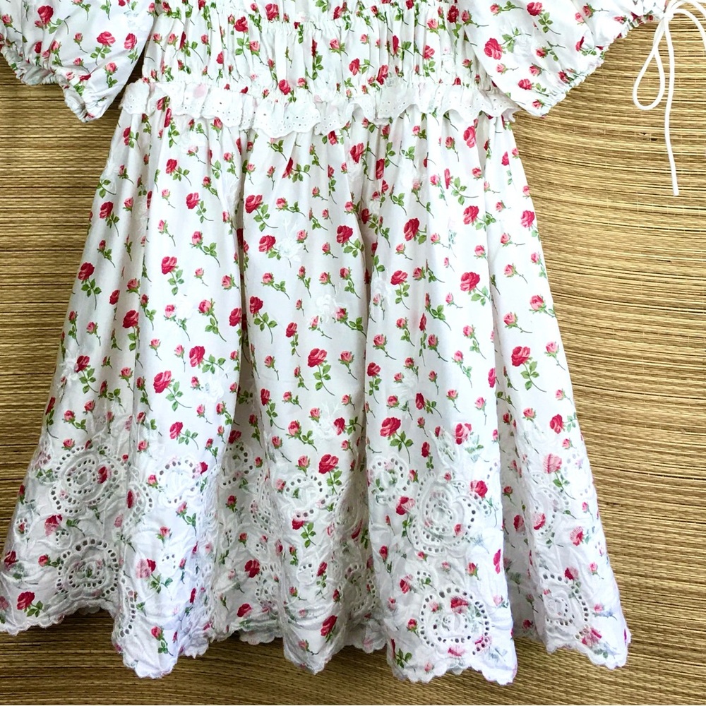 FOR LOVE & LEMONS NWT JACKSON COTTON EMBROIDERED MINI DRESS IN FLORAL PRINT S - Picture 10 of 16
